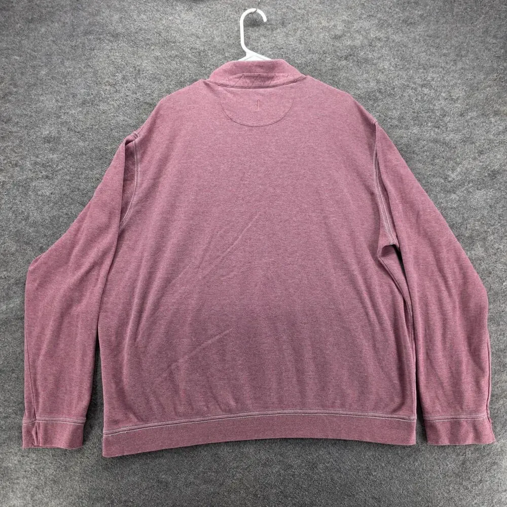 Johnnie-O Sweatshirt Mens 2XL Pink Pullover 1/4 Zip Mock Neck Embroidered